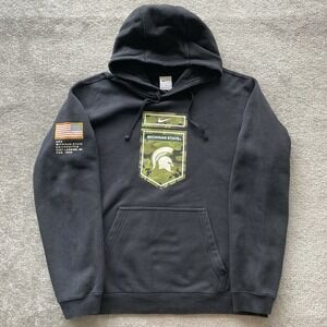 Nike Michigan State Spartans Green Camo Mens Medium Salute To‎ Service Hoodie